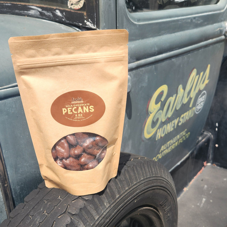 Bag of pecans on a vintage Truck