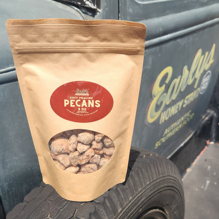 Bag of pecans on a spare tire of the old Early's Truck