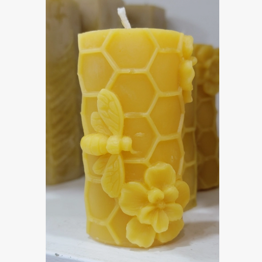 Beeswax Honeycomb Floral Candle